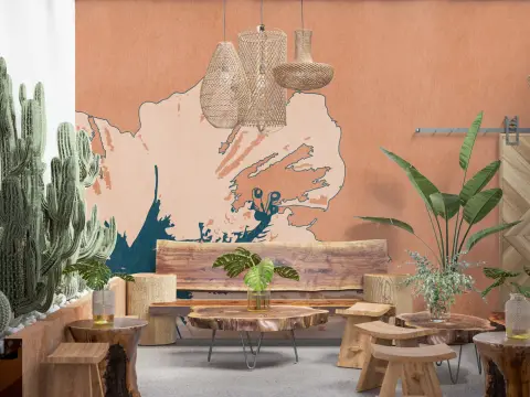 Abstract Terracotta Floral Wall Mural