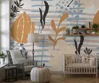 Abstract Botanical Stripes Wall Mural