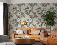 Elegant Vintage Floral Botanical Print Wallpaper