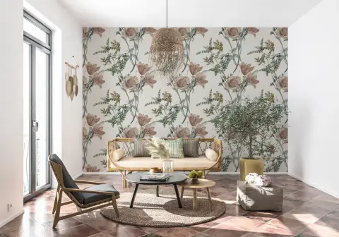 Elegant Vintage Floral Botanical Print Wallpaper