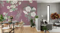 Dusty Plum Vintage Floral Blossom Wall Mural