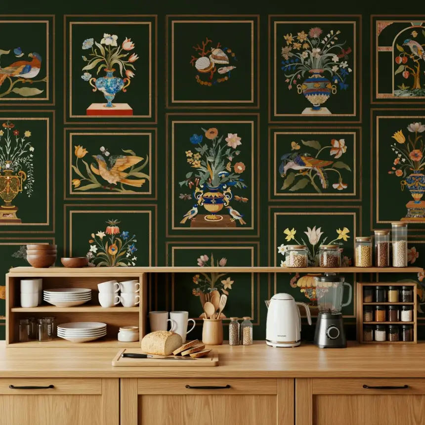 Floral & Fauna Panels Wall Mural