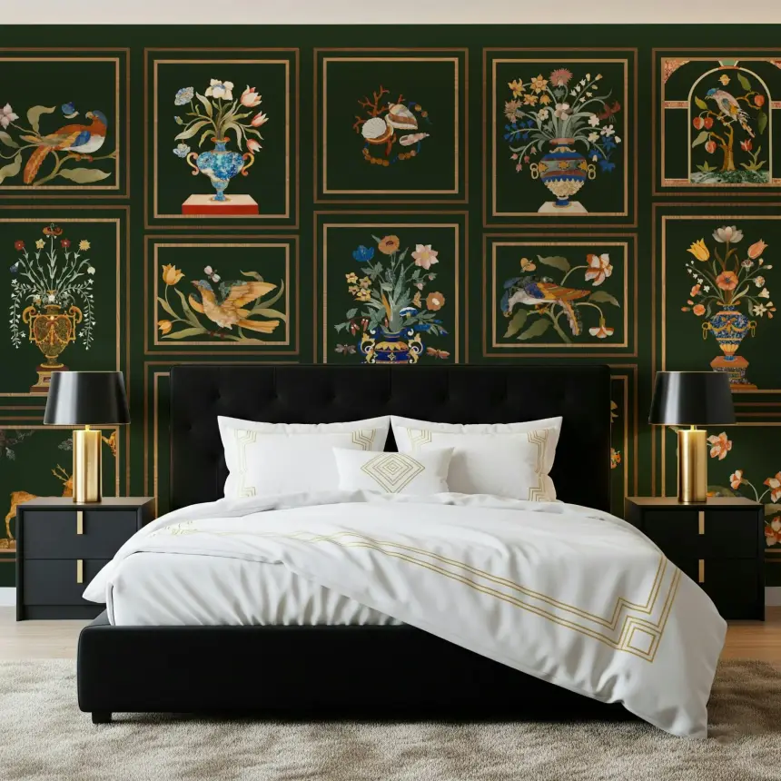 Floral & Fauna Panels Wall Mural