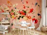 Painterly Floral Bloom Wall Mural on Peach Background 2