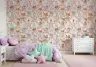 Charming Forest Friends Pink Floral Wallpaper 1