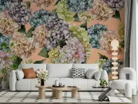 Elegant Pastel Hydrangea Bloom Wallpaper Mural