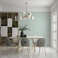 Serene Mint Striped Floral Motif Wallpaper