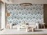 Contemporary Blue Floral Symmetry Wallpaper 2
