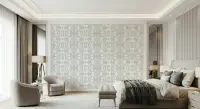 Elegant Symmetrical Damask Motif Wallpaper