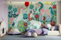 Magical Unicorn Garden Kids Room Wall Mural