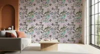 Pink Hummingbird and Bellflower Botanical Wallpaper