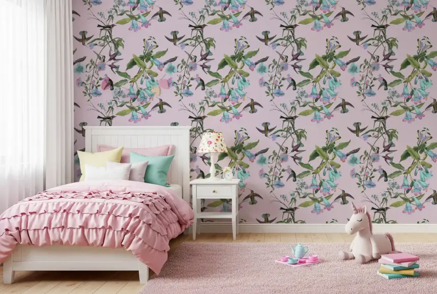 Enchanted Aviary Flowers Wallpaper