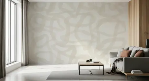 Warm Beige Meandering Abstract Lines Wallpaper Mural