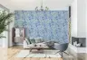 Classic Blue Floral Bouquet Tile Pattern Wallpaper 2