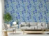 Classic Blue Floral Bouquet Tile Pattern Wallpaper 4