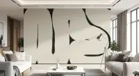 Minimalist Black Brushstroke Abstract Wall Mural