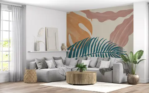Abstract Tropical Leaves Watercolour Wall Mural
