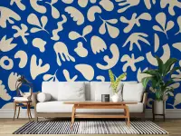 Modern Abstract Organic Shapes Blue Wallpaper