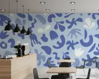 Modern Blue Organic Shapes Wall Mural