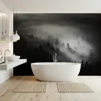 Monochrome Misty Forest Wall Mural