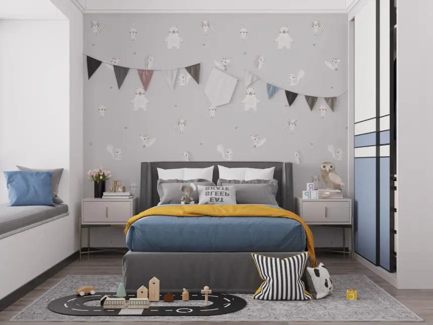 Forest Animals Gray Wallpaper for Walls