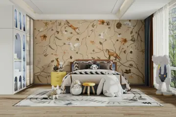 Whimsical Woodland Animals and Birds Wall Mural