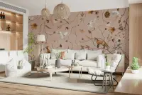 Whimsical Woodland Creatures Botanical Wall Mural