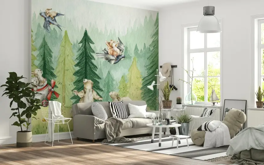 Forest Friends Take Flight Wall Mural