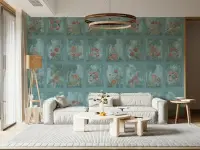 Vintage Rose Garden Grid Wallpaper