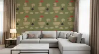 Olive Green Abstract Geometric Pattern Wallpaper