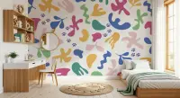 Vibrant Abstract Shapes & Paw Prints Kids Wallpaper
