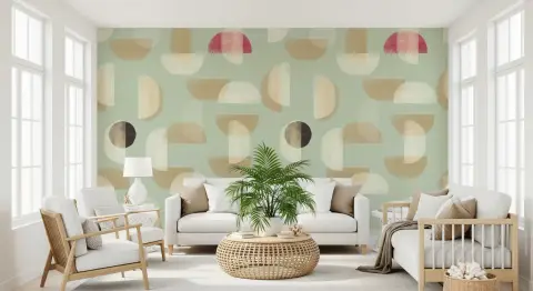 Abstract Pastel Geometric Shapes Wall Mural