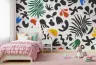 Abstract Black and White Biomorphic Forms with Colourful Accents Wallpaper Mural 5