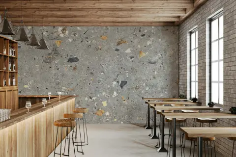 Grey Terrazzo Fossil Stone Texture Wall Mural