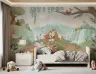 Pastel Woodland Fox Family Kids Wall Mural 1