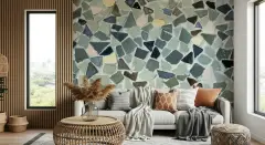 Contemporary Abstract Terrazzo Tile Effect Wallpaper
