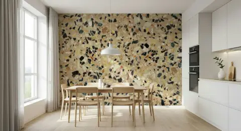 Earthy Terrazzo Fragmented Stone Wallpaper