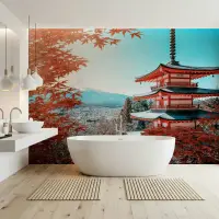 Autumn Mount Fuji and Pagoda Scenic Wall Mural