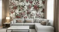 Vintage Rose Floral Pattern Wall Mural