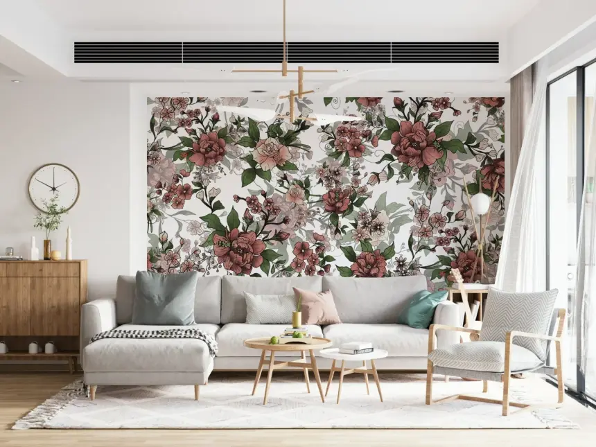 Garden of Flowers and Beetles Wall Mural
