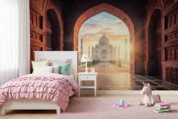 Taj Mahal Archway Sunset Wall Mural