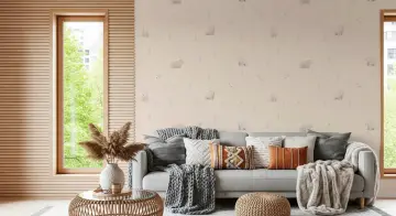 Playful Polar Bear and Botanical Wallpaper