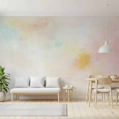 Subtle Watercolour Pastel Abstract Wall Mural