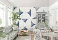 Modern Blue Geometric Circle Wall Mural