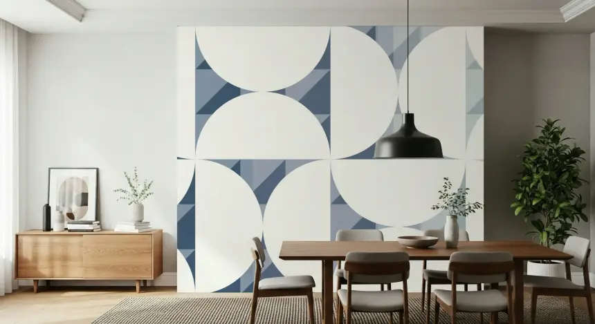 Geometric Blues Wall Mural - 2761196