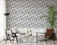 Grey Geometric Teardrop Pattern Wallpaper
