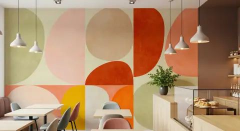 Abstract Geometric Circles Wall Mural in Earthy Tones