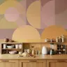 Blush and Gold Geometric Circles Wall Mural 1