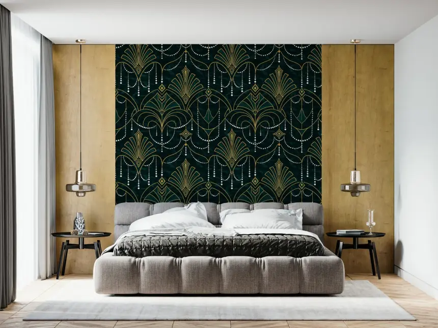 Gilded Emerald Deco Wallpaper
