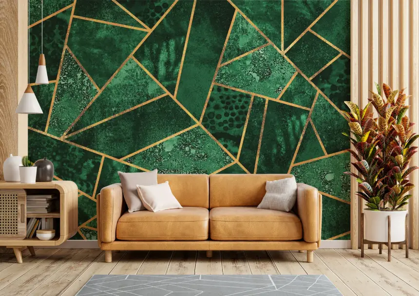 Gilded Geo Green Wall Mural -2715971
